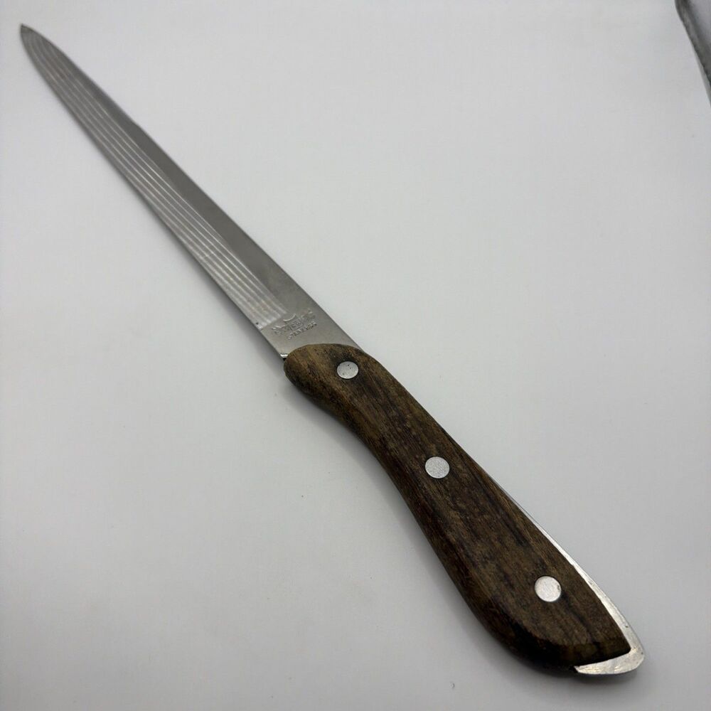 RS Stainless Japan Knife 10.5" Wood Wooden Handle Vintage